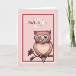 Happy V-Eule-entine's Day Pink Valentine Owl Feiertagskarte