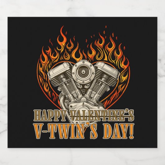 Happy V-Twin’s Day, Anti Valentine, Chopper Lovers Bierflaschenetikett (Einzelnes Label)