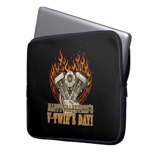 Happy V-Twin’s Day, Anti Valentine, Chopper Lovers Laptopschutzhülle (Vorderseite Links)