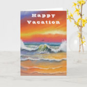 Happy Vacation Card Sea Sunset Painting Karte (Gelbe Blume)
