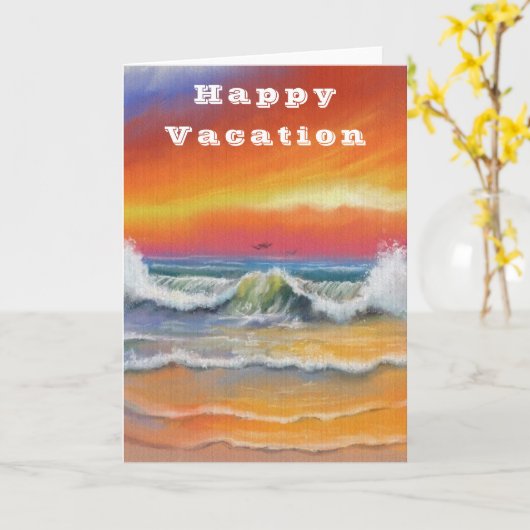 Happy Vacation Card Sea Sunset Painting Karte (Gelbe Blume)