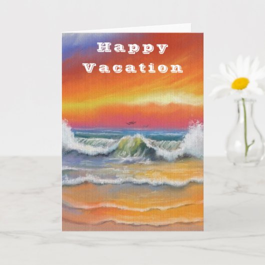 Happy Vacation Card Sea Sunset Painting Karte (Kleine Pflanze)