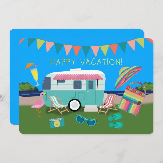 Happy Vacation Niedlich Camper Am See (Vorne/Hinten)