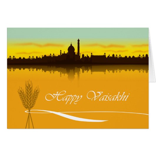 Happy Vaisakhi, Cityscape Silhouette in Indien (Vorderseite (Horizontal))