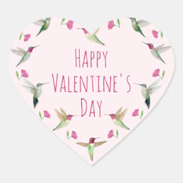 Happy Valentine Anna's Hummingbirds Herz-Aufkleber