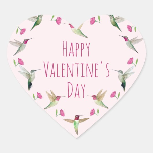 Happy Valentine Anna's Hummingbirds Herz-Aufkleber (Vorderseite)