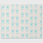 Happy Valentine Aquamarin Kitty Geschenkpapier (Flach)