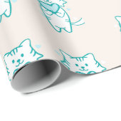 Happy Valentine Aquamarin Kitty Geschenkpapier (Rolleneckpunkt)