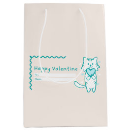 Happy Valentine Aquamarin Kitty Mittlere Geschenktüte