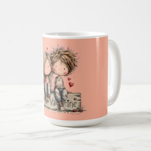 Happy Valentine Bench Duo Kaffeetasse (VorderseiteRechts)