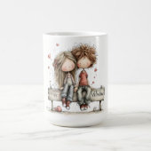  Happy Valentine Bench Illustration Kaffeetasse (Mittel)