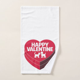 Happy Valentine, Box of Chocs & Furry Silhouette Handtuch
