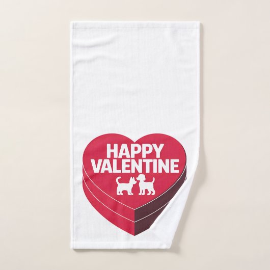 Happy Valentine, Box of Chocs & Furry Silhouette Handtuch (Handtuch)