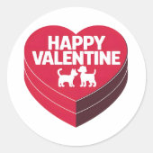Happy Valentine, Box of Chocs & Furry Silhouette Runder Aufkleber (Vorderseite)