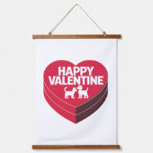 Happy Valentine, Box of Chocs & Furry Silhouette Wandteppich Mit Holzrahmen (Vorderseite)