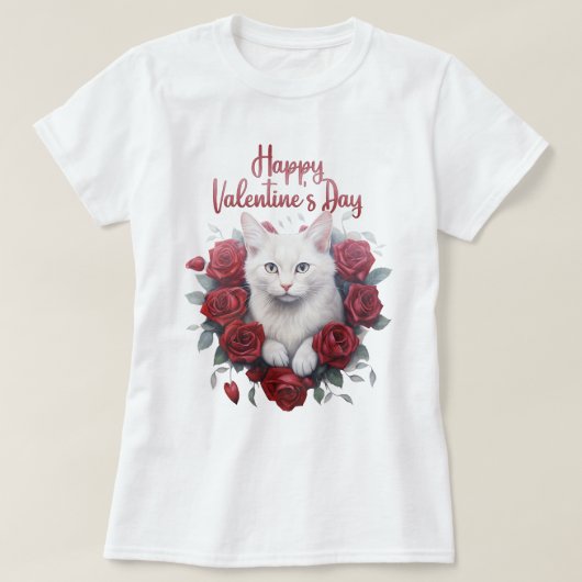 Happy Valentine Cat Design, Cat T - Shirt (Design vorne)