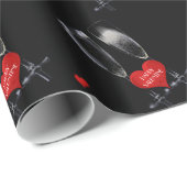 Happy Valentine Champagne Flute Brillen Rote Herze Geschenkpapier (Rolleneckpunkt)