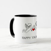 Happy Valentine Cherubs Couple Niedlich Hearts Tex Tasse (Vorderseite Links)