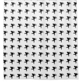 Happy Valentine Cupid Angel Schwarz-weiß Angels Duschvorhang