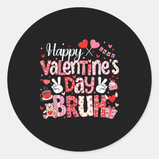 Happy Valentine Day Bruh Heart Love Valentine Boys Runder Aufkleber (Vorderseite)