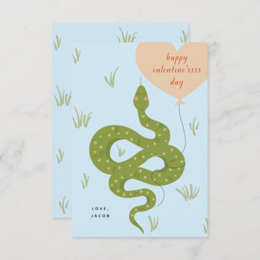 Happy Valentine Day Card Blau Einladung (Vorne/Hinten)