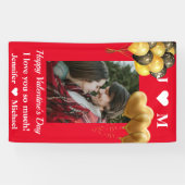 Happy Valentine Day Custom Foto Monogram Name Banner (Horizontal)