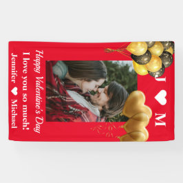 Happy Valentine Day Custom Foto Monogram Name Banner