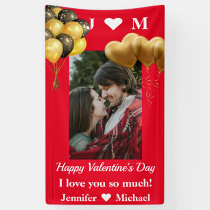 Happy Valentine Day Custom Foto Monogram Name Banner