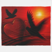 HAPPY VALENTINE DAY, DOVES UND HERZ FLEECEDECKE (Vorderseite (Horizontal))