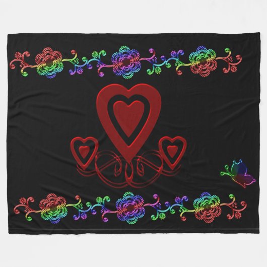 HAPPY VALENTINE DAY FLEECEDECKE (Vorderseite (Horizontal))