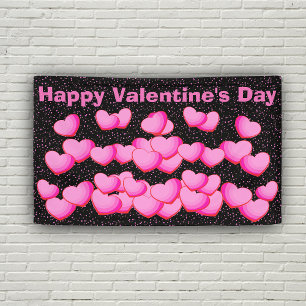 Happy Valentine Day Hübsch Pink Heart Clusters Banner