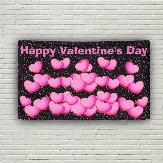 Happy Valentine Day Hübsch Pink Heart Clusters Banner
