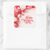 Happy Valentine Day Quadratischer Aufkleber (Tasche)