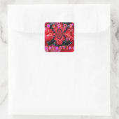 Happy Valentine Day Rote Unendlichkeit Rose Kunst Quadratischer Aufkleber (Tasche)