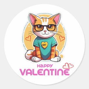 Happy Valentine Day Runder Aufkleber