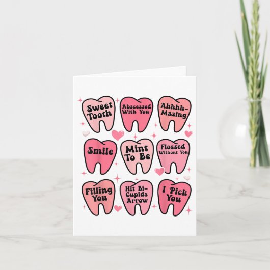 Happy Valentine Dental Dentiste Teeth Tooth Funny Karte (Vorderseite)