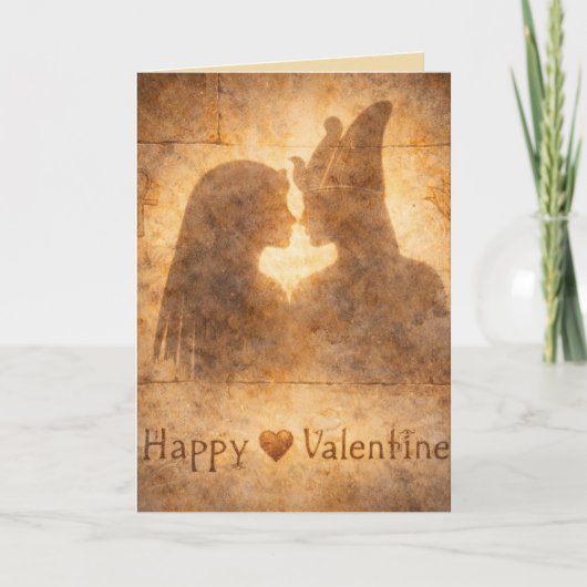Happy Valentine Egyptian Shadow Art Romantic Karte (Vorderseite)