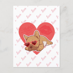 Happy Valentine   French Bulldog Postkarte