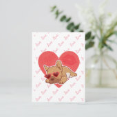 Happy Valentine | French Bulldog Postkarte (Stehend Vorderseite)