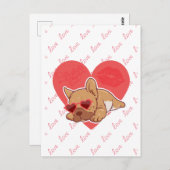 Happy Valentine | French Bulldog Postkarte (Vorne/Hinten)