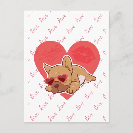 Happy Valentine | French Bulldog Postkarte (Vorderseite)