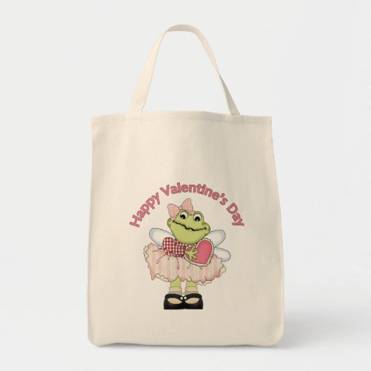 Happy Valentine Frog mit Herz Tragetasche (Vorne)