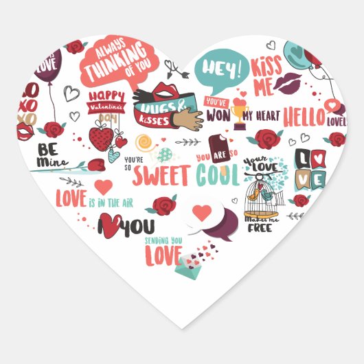 Happy Valentine Funny Niedlich Stickers Illustrati (Vorderseite)