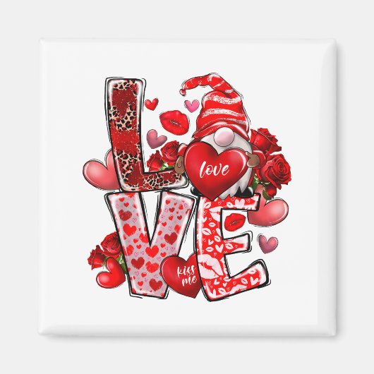 Happy Valentine Gnome Heart Valentine's Day Couple Magnet (Vorne)