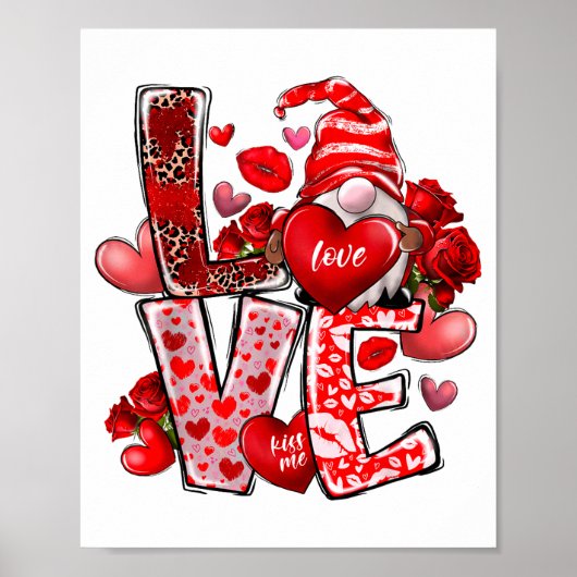 Happy Valentine Gnome Heart Valentine's Day Couple Poster (Vorne)