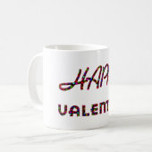 Happy Valentine Hearts Typografie Funny Niedlich Kaffeetasse (Vorderseite Links)
