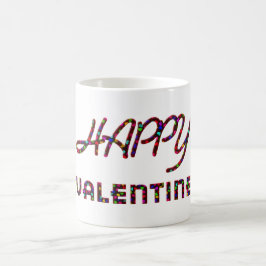 Happy Valentine Hearts Typografie Funny Niedlich Kaffeetasse