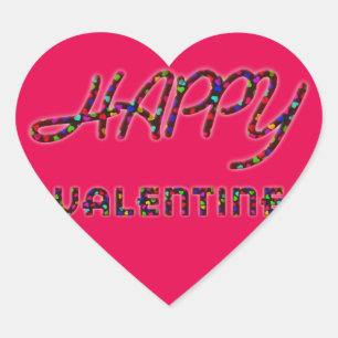 Happy Valentine hört Typografie Funny Niedlich Tex Herz-Aufkleber