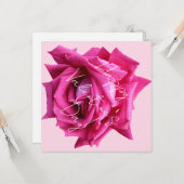 Happy Valentine Hot-Rosa Rose Blütenboho Glam Karte (Vorderseite/Rückseite Beispiel)