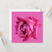 Happy Valentine Hot-Rosa Rose Blütenboho Glam Karte (Vorderseite/Rückseite Beispiel)